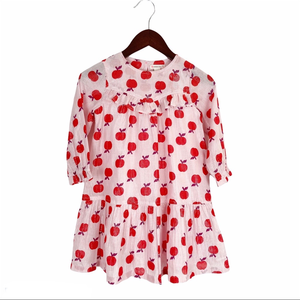 Crewcuts Apple Print Peasant Dress Size 4 NWT